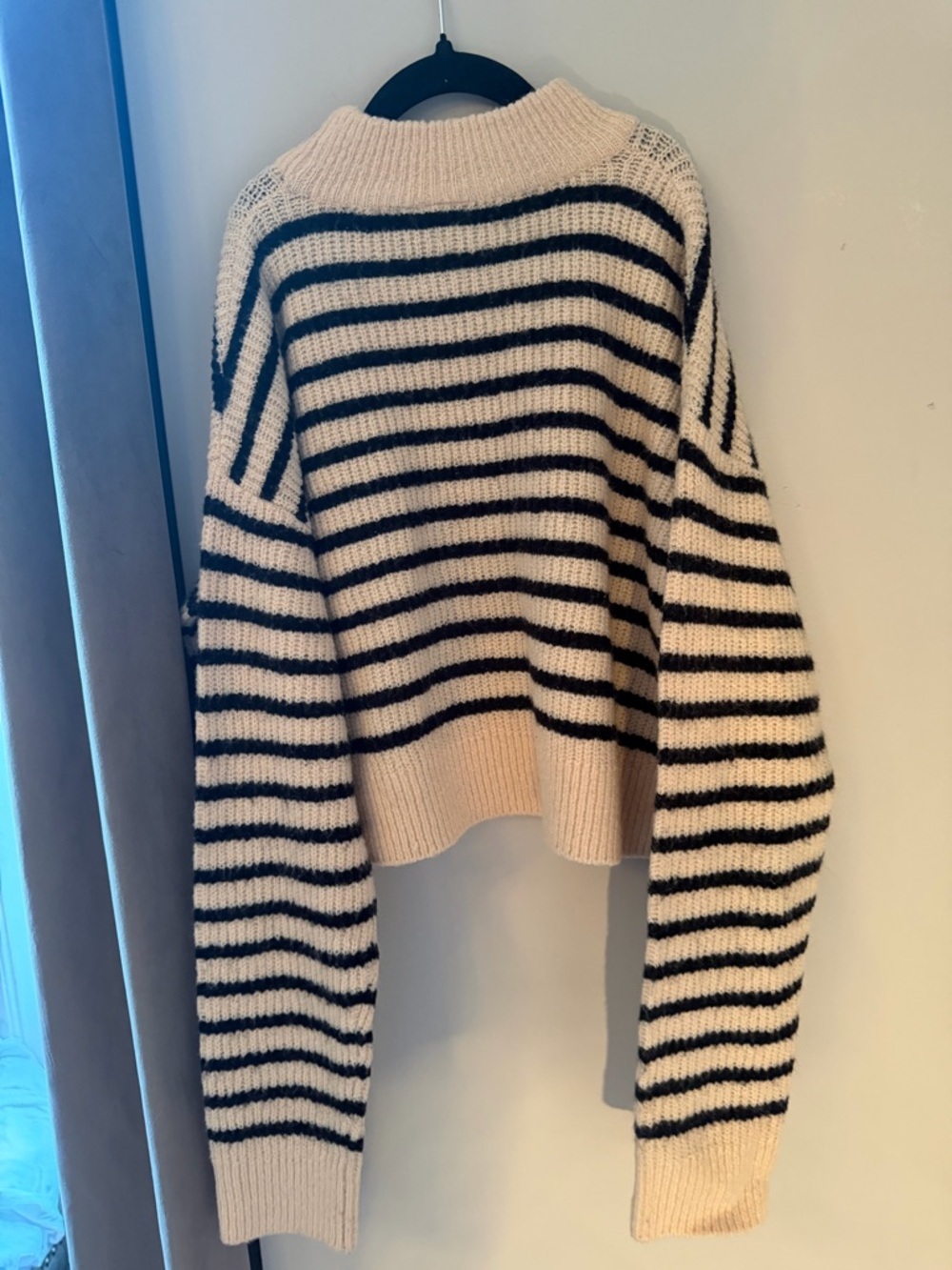 Sabo Skirt Cream & Black Striped Cropped Sweater Size 16 - Picture 5 of 8